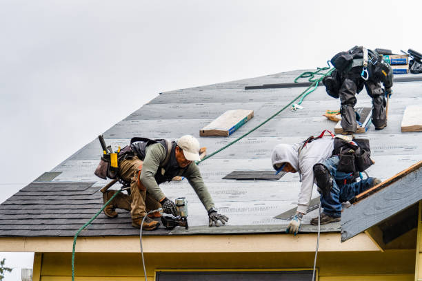Professional Gutter Installation technician working in Reed City, MI